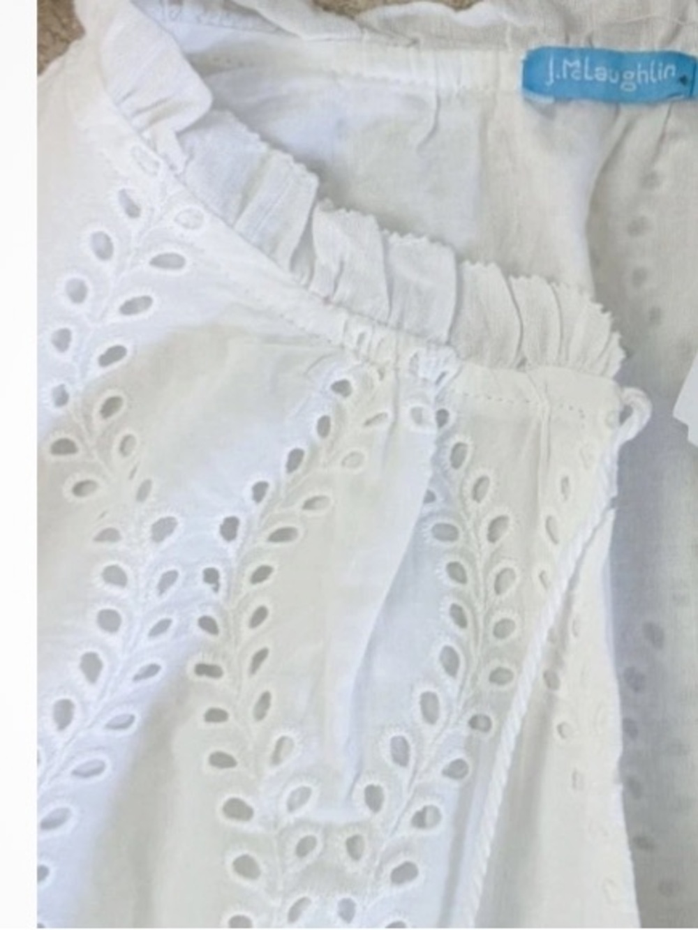 New J. McLaughlin Feminine Elena White Eyelet Maxi Dress Ruffle Sleeves Size XL - Picture 7 of 15